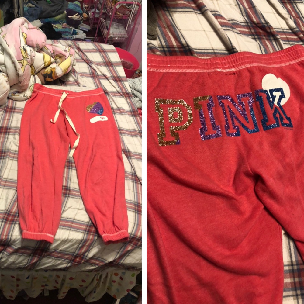 MEDIUM PINK glitter sweats